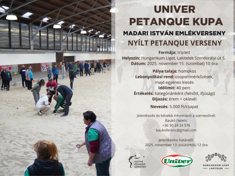 UNIVER PETANQUE KUPA – Madari István Emlékverseny