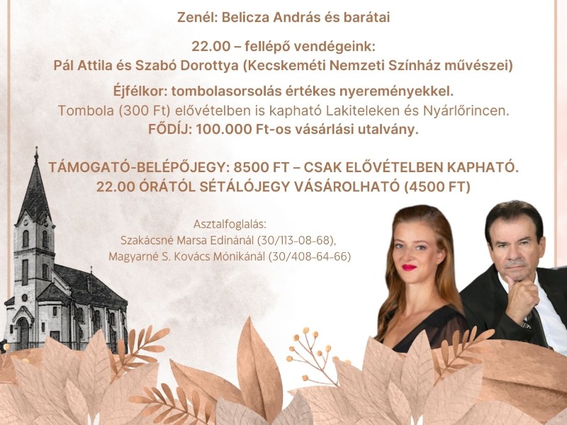 Református Társegyházközség jótékonysági bál