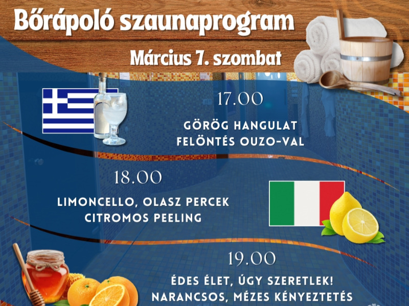 Bőrápoló szaunaprogram – mediterrán élmények a Gabriella Gyógy- és Strandfürdőben