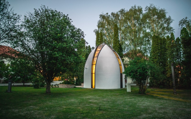 Bible House at twilight